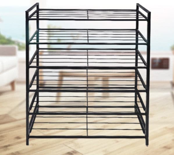 Black Metal 5 Tier Shoes Rack.